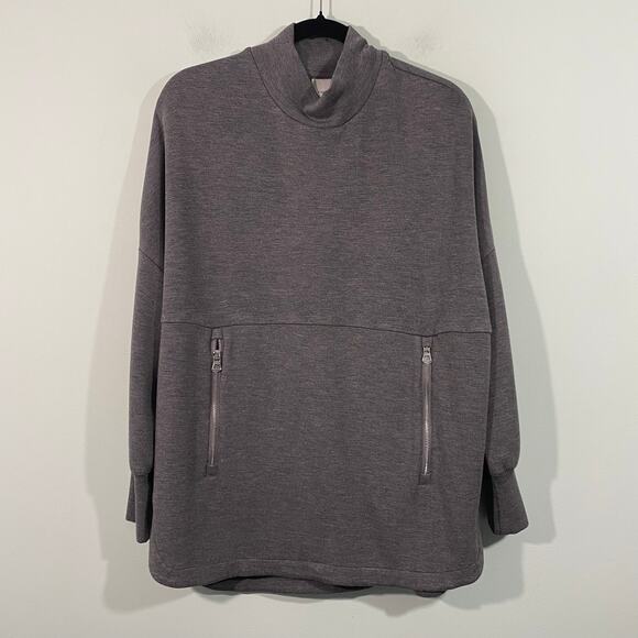 Varley Women Grey Bay Sweat Mock Neck Lightweight Doubleface Sweatshirt Size S - Picture 1 of 11